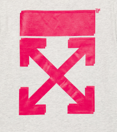 Shop Off-white Printed Logo Cotton Jersey T-shirt In Grey Fuchsia