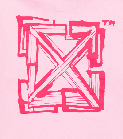 Off-white Printed Logo Cotton Hoodie In Pink Fuchisa