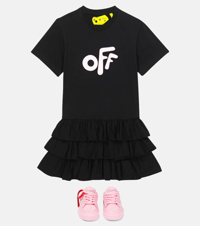 Shop Off-white Printed Cotton T-shirt Dress In Black Pink