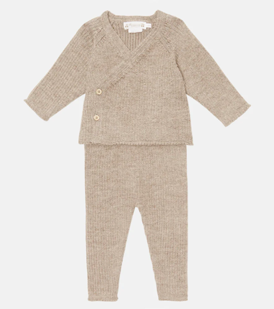 Shop Bonpoint Baby Adile Alpaca Wool Sweater And Pants Set In Taupe