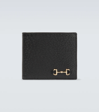 Shop Gucci Horsebit Grained Leather Wallet In Nero