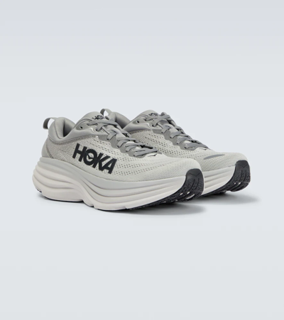 Shop Hoka One One Bondi 8 Running Shoes In Sharkskin/harbor Mist