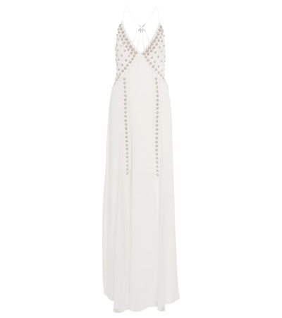 Shop Givenchy Crystal-embellished Silk Gown In White/silvery