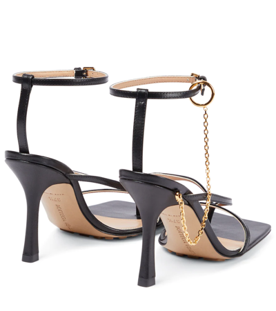 Shop Bottega Veneta Stretch Chain-trimmed Leather Sandals In Black