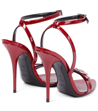 Shop Saint Laurent Claude 110 Patent Leather Sandals In Tibet Red