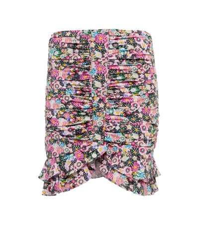 Shop Isabel Marant Milendi Floral Silk-blend Miniskirt In Pink