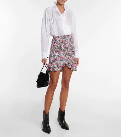 Shop Isabel Marant Milendi Floral Silk-blend Miniskirt In Pink