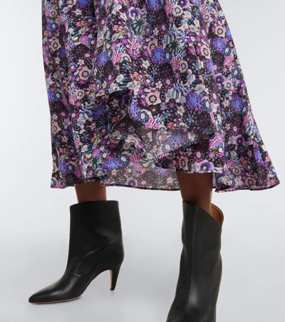 Shop Isabel Marant Sakura Floral Silk-blend Maxi Skirt In Ultra Violet