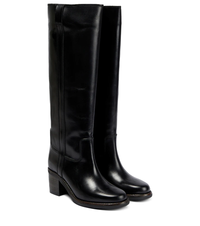 Shop Isabel Marant Seenia Leather Knee-high Boots In Black