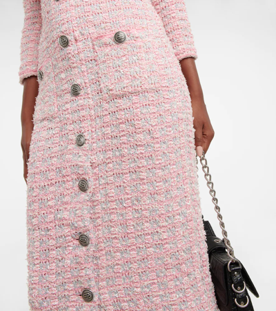 Shop Balenciaga Tweed Maxi Dress In Pink
