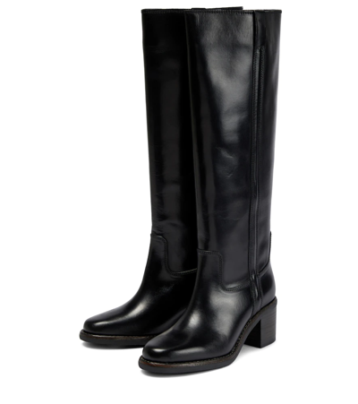 Shop Isabel Marant Seenia Leather Knee-high Boots In Black