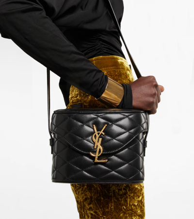 Shop Saint Laurent June Quilted Leather Shoulder Bag In Noir