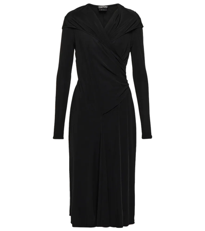 Shop Tom Ford Hooded Midi Dress In Black