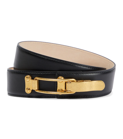 Shop Balmain Volt Leather Belt In 0pa Noir