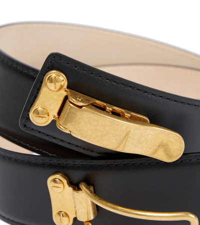 Shop Balmain Volt Leather Belt In 0pa Noir