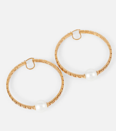 VERSACE GRECA EMBELLISHED HOOP EARRINGS 