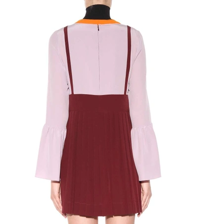 Shop Marni Pleated Silk Dress In Red