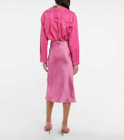 Shop Jacquemus La Chemise Machou Crop Shirt In Pink