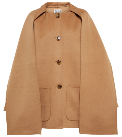 Shop Totême Doublé Virgin Wool Scarf Jacket In Camel