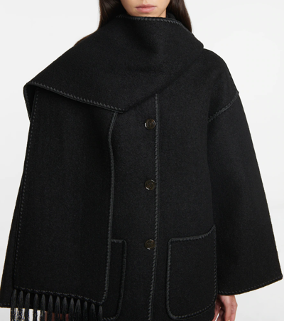 Totême Womens Black Embroidered Scarf Brushed Wool-blend Jacket In Black