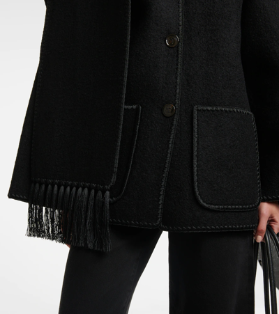 Totême Womens Black Embroidered Scarf Brushed Wool-blend Jacket In Black