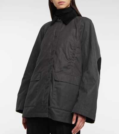 Shop Totême Country Cotton Jacket In Washed Black