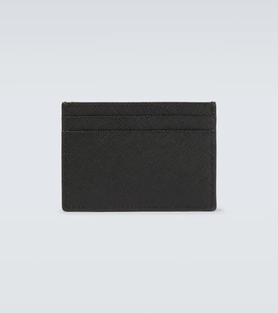 Shop Prada Logo-embossed Leather Card Holder In Nero