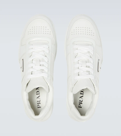 Prada White Leather Downtown Sneakers