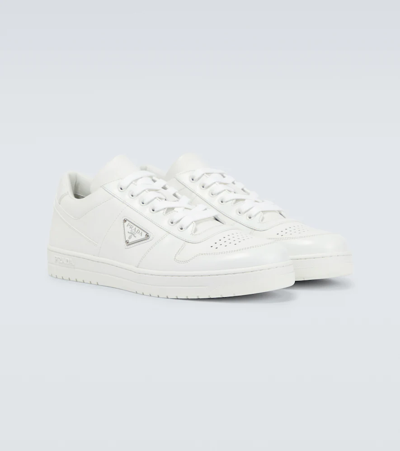 Prada White Leather Downtown Sneakers