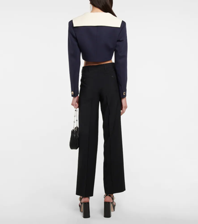 Miu Miu Crop Wool Jacket In Blu