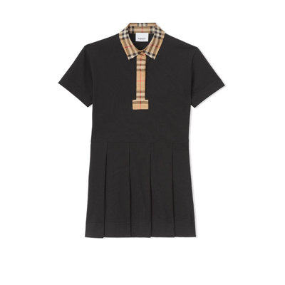 Shop Burberry Black Vintage Check Trim Polo Shirt Dress