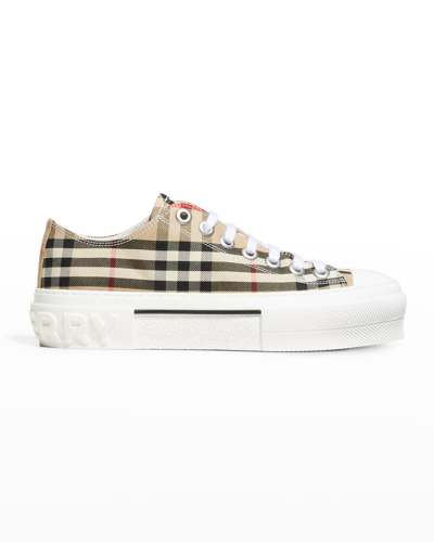 Shop Burberry Jack Check Low-top Sneakers In Archive Beige