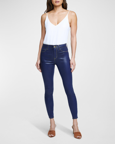 Shop L Agence Margot High-rise Coated Skinny Jeans In Midnight