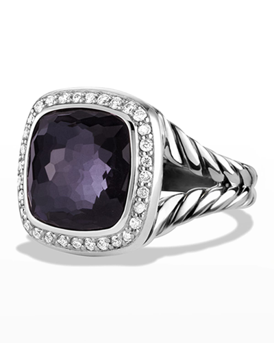 Shop David Yurman Albion Ring With Gemstone And Diamonds In Silver, 11mm In Black Orchid