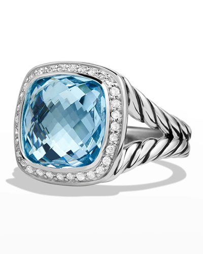 Shop David Yurman 11mm Albion Black Onyx Ring With Diamonds In Blue Topaz