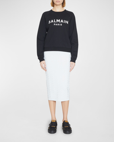 Shop Balmain Logo-print Sweatshirt In Black / White