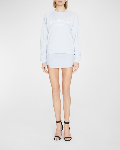 Shop Balmain Logo-print Sweatshirt In Light Blue / Pink