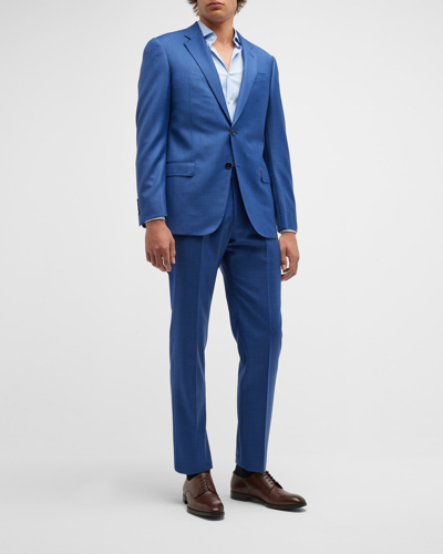 Shop Emporio Armani Men's Solid Wool Suit In Blue