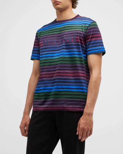 Shop Missoni Men's Multi-stripe Logo T-shirt In Print Multicolor