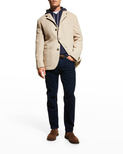Shop Brunello Cucinelli Men's Cashmere Blazer Jacket In C222 Light Brown