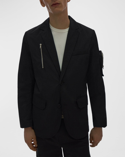 Shop Helmut Lang Men's Nylon Blazer With Zippers In Black