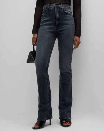 Shop Mother The Smokin Double Heel High-rise Flared Jeans In On The Fly