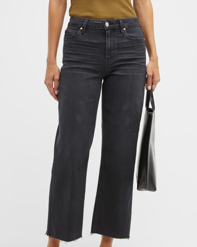 Shop Paige Nellie Cropped Flared Jeans In Black Willow