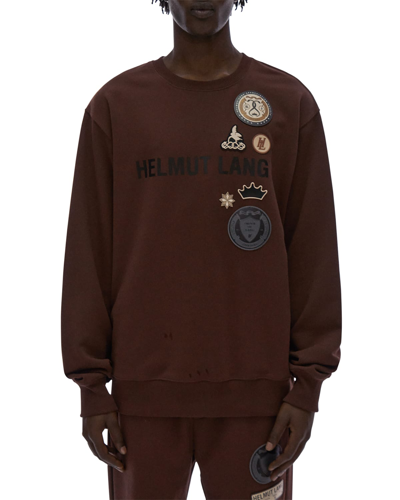 Shop Helmut Lang Men's Societas Multi-patch Sweatshirt In Chocolate
