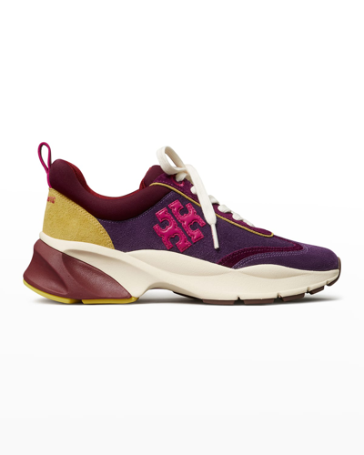 Shop Tory Burch Good Luck Trainer Sneakers In Purple Pink Pur