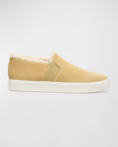 Shop Vince Blair Shearling Slip-on Sneakers In Butterscotch