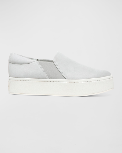 Shop Vince Warren Flatform Suede Sneakers In Mineral