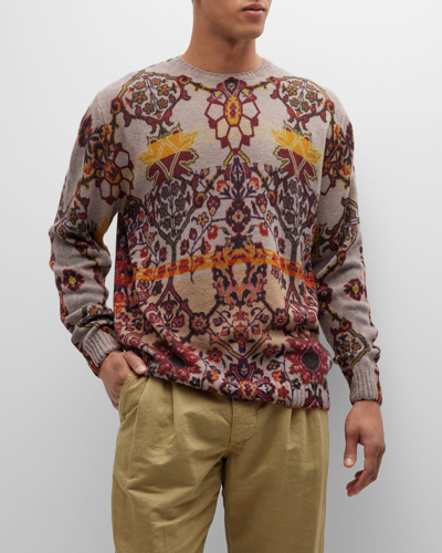 Shop Etro Men's Printed Wool Sweater In Multi