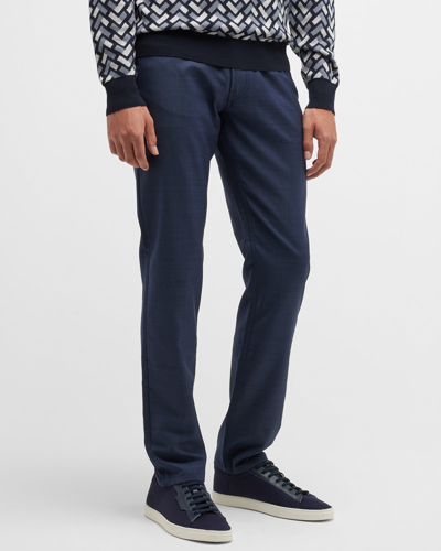 Shop Emporio Armani Men's Wool 5-pocket Pants In Solid Dark Blue