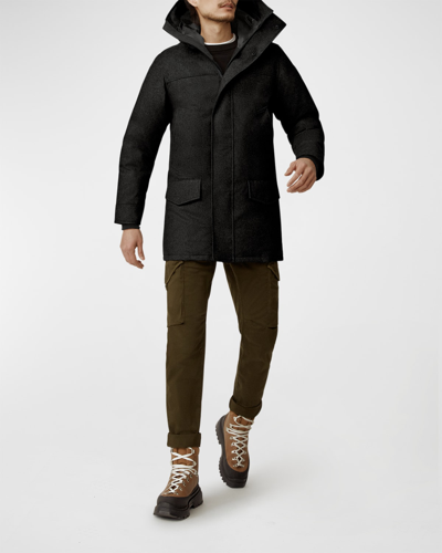 Shop Canada Goose Men's Langford Wool Down Parka In Carbon Melange